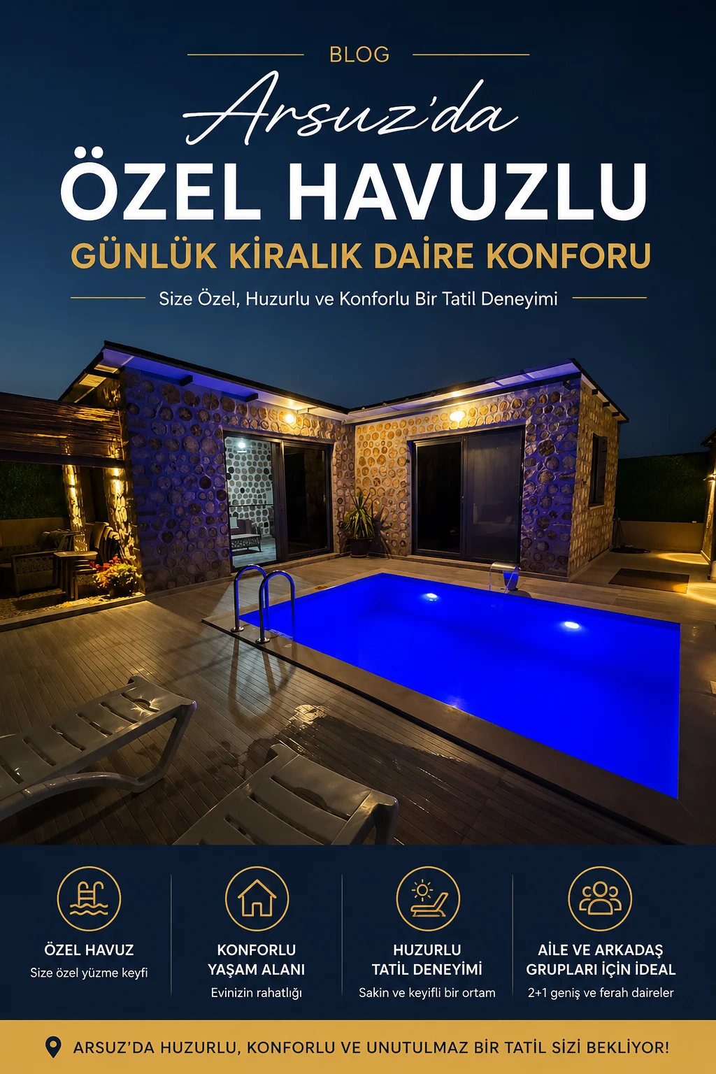 Arsuz’da Özel Havuzlu Günlük Kiralık Daire Konforu